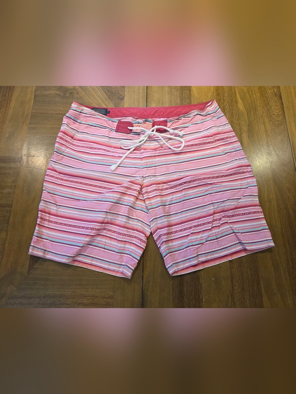 Pendleton Boardshorts Swimming Shorts Sz 40 Pink Red Striped Swim Surf Trunks